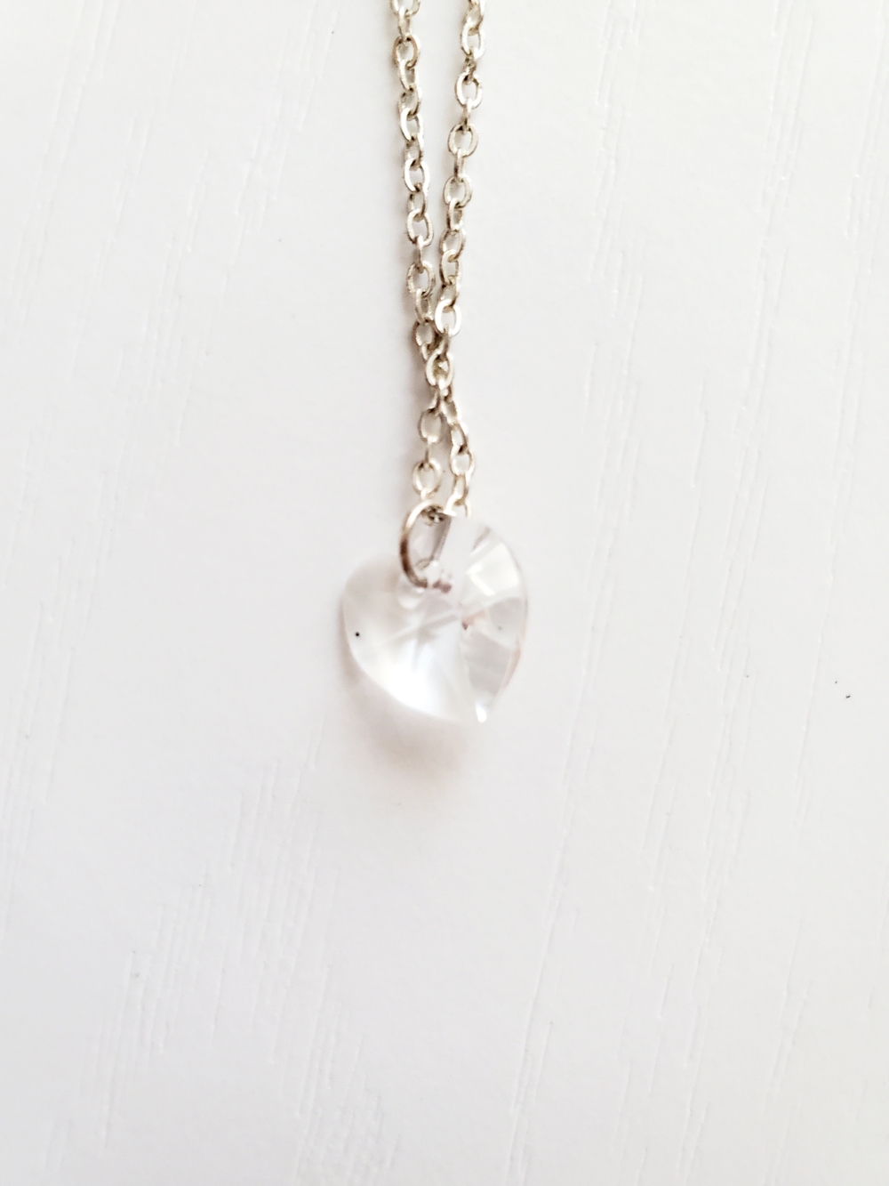 Crystal Heart Pendant Necklace - Silver
